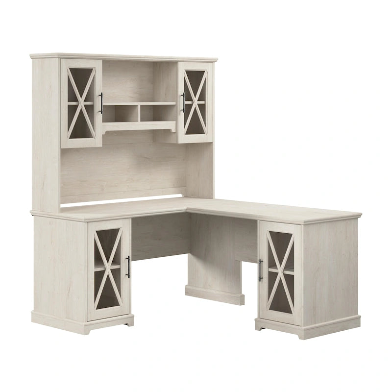Bureau d'angle en L Lennox avec huche et armoires de rangement de Bush Furniture