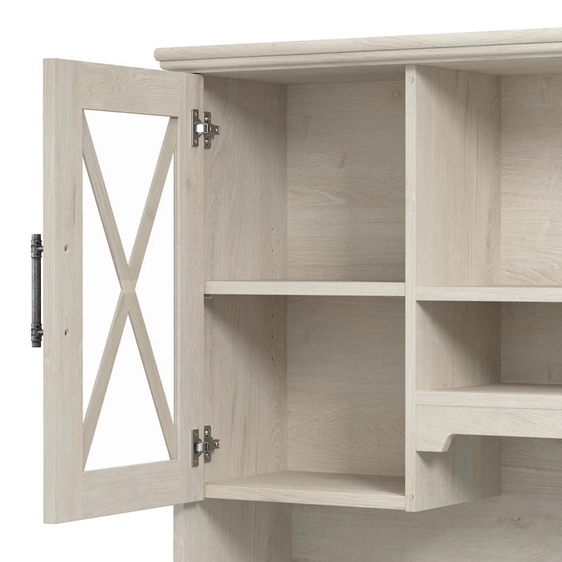 Bureau d'angle en L Lennox avec huche et armoires de rangement de Bush Furniture