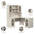 Bureau d'angle en L Lennox avec huche et armoires de rangement de Bush Furniture