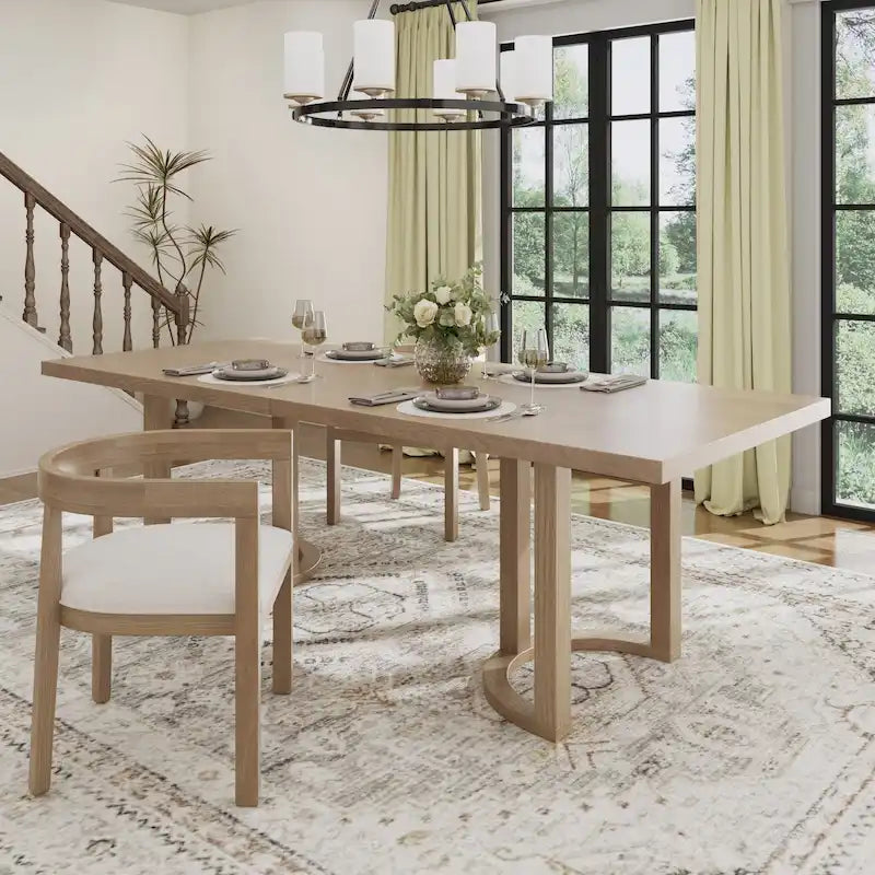 Table à manger moderne de 241 cm avec piètement en tréteaux en U