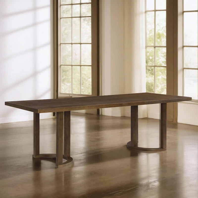 Table à manger moderne de 241 cm avec piètement en tréteaux en U