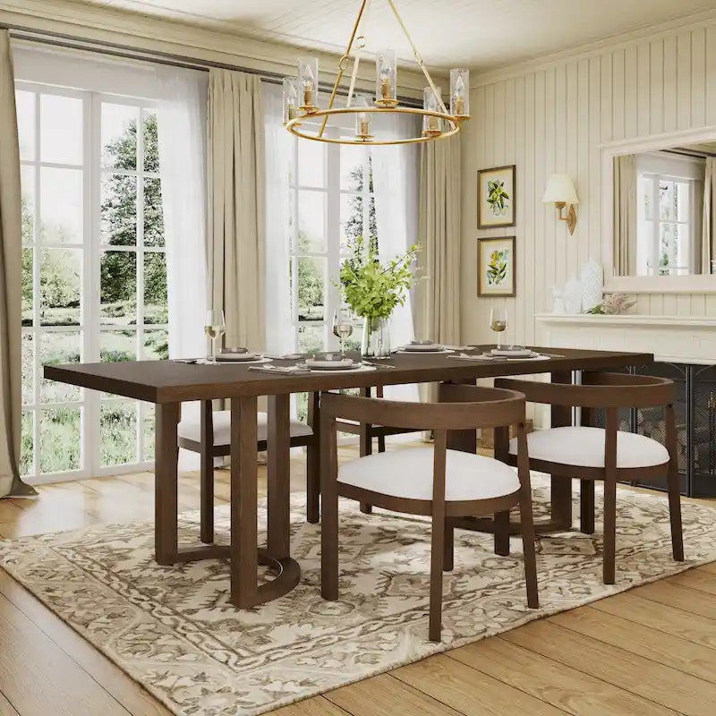 Table à manger moderne de 241 cm avec piètement en tréteaux en U