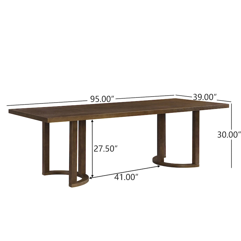 Table à manger moderne de 241 cm avec piètement en tréteaux en U