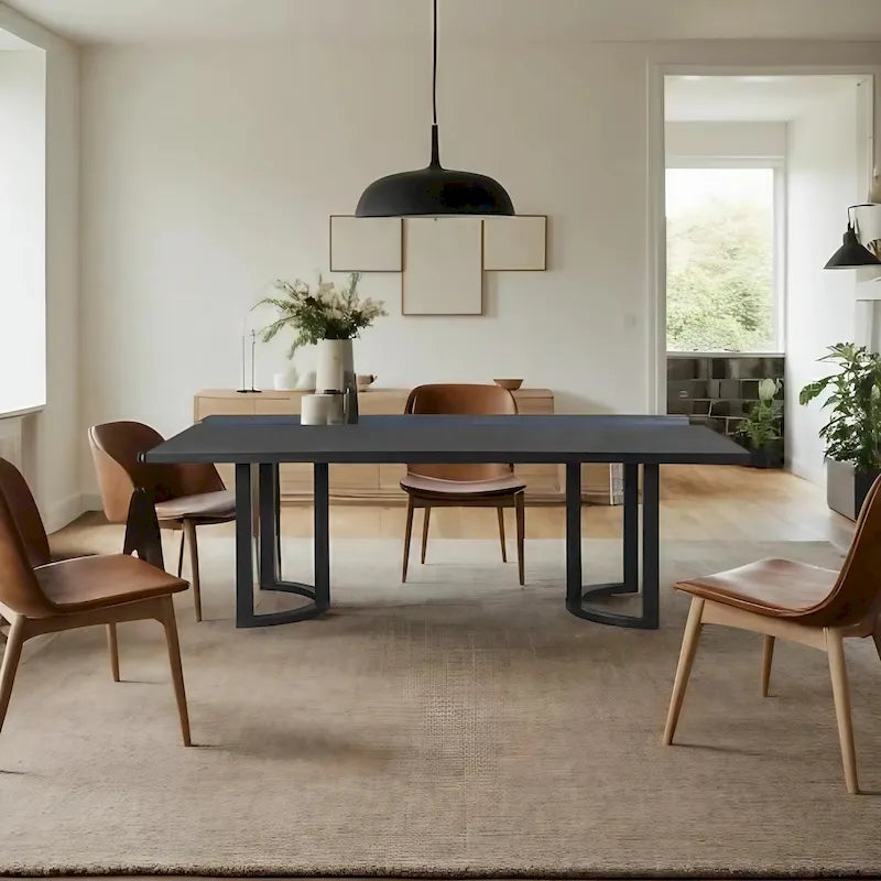 Table à manger moderne de 241 cm avec piètement en tréteaux en U