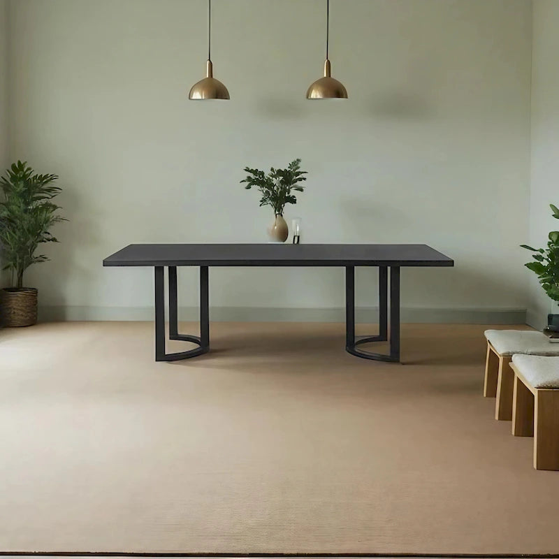 Table à manger moderne de 241 cm avec piètement en tréteaux en U