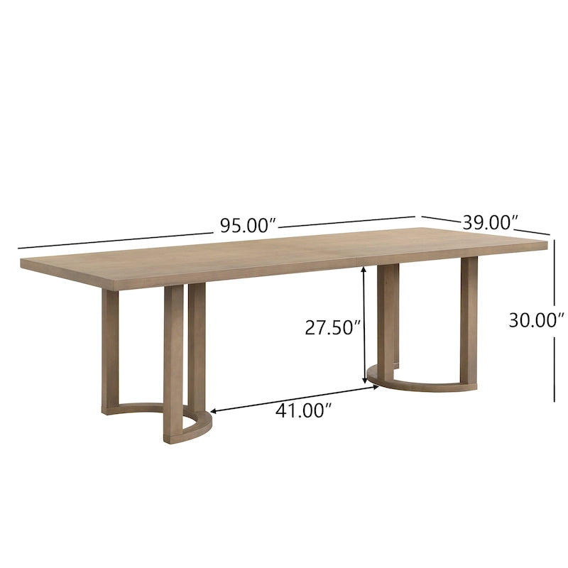 Table à manger moderne de 241 cm avec piètement en tréteaux en U
