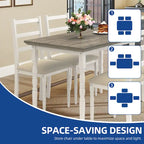 Ensemble de table à manger de ferme avec 4 chaises, cuisine rectangulaire de style colonne romaine