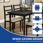 Ensemble de table à manger de ferme avec 4 chaises, cuisine rectangulaire de style colonne romaine