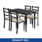Ensemble de table à manger de ferme avec 4 chaises, cuisine rectangulaire de style colonne romaine
