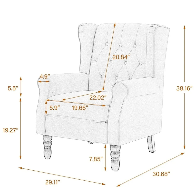 Fauteuil d'appoint capitonné à oreilles - 38H