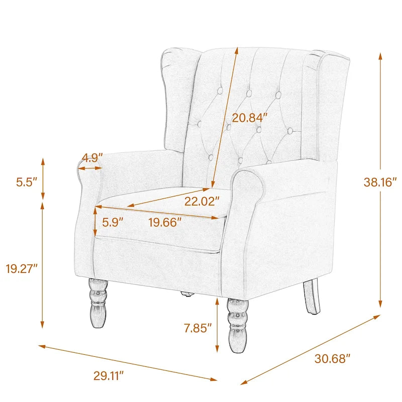 Fauteuil d'appoint capitonné à oreilles - 38H