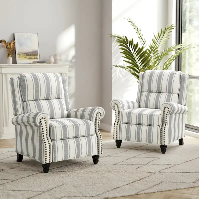 Fauteuil inclinable à dossier rembourré clouté, lot de 2