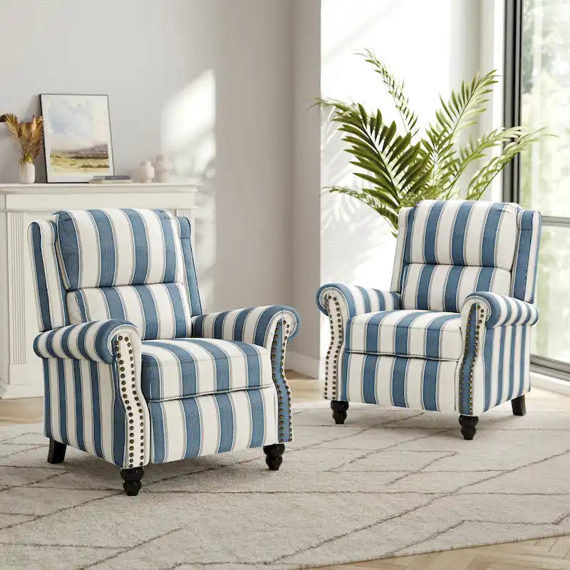 Fauteuil inclinable à dossier rembourré clouté, lot de 2