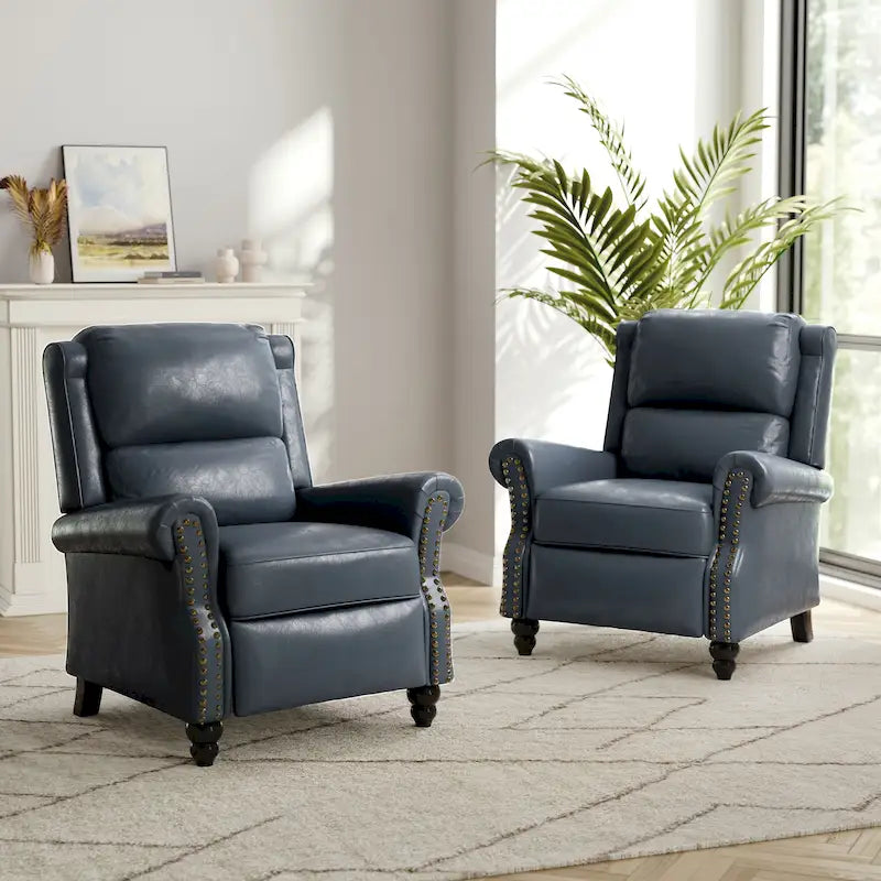 Fauteuil inclinable à dossier rembourré clouté, lot de 2