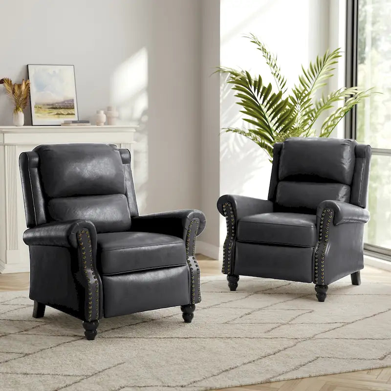 Fauteuil inclinable à dossier rembourré clouté, lot de 2