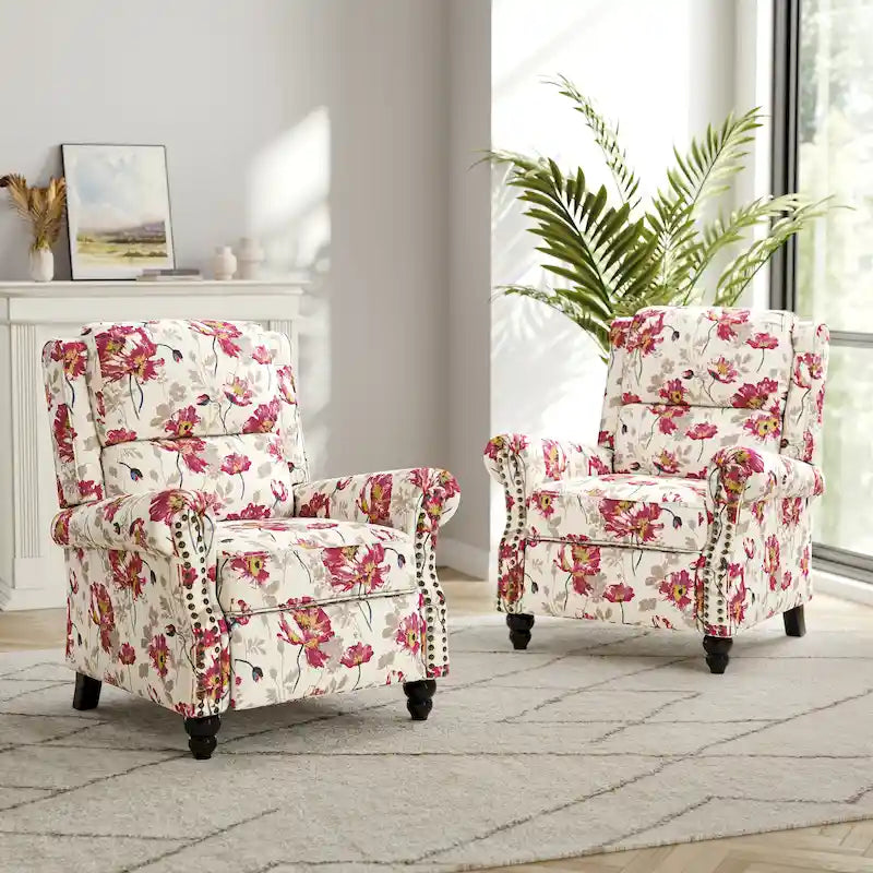 Fauteuil inclinable à dossier rembourré clouté, lot de 2