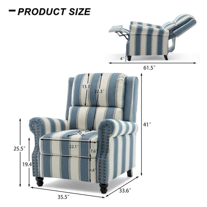 Fauteuil inclinable à dossier rembourré clouté, lot de 2