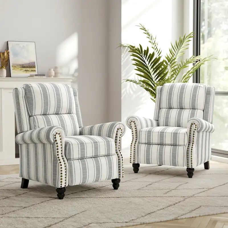 Fauteuil inclinable à dossier rembourré clouté, lot de 2