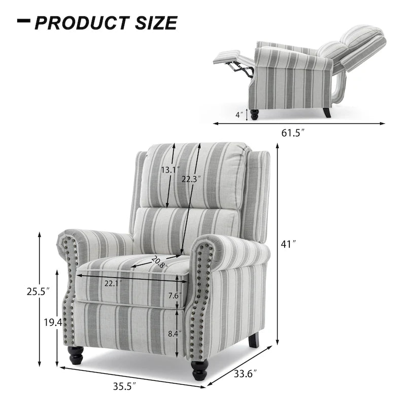 Fauteuil inclinable à dossier rembourré clouté, lot de 2