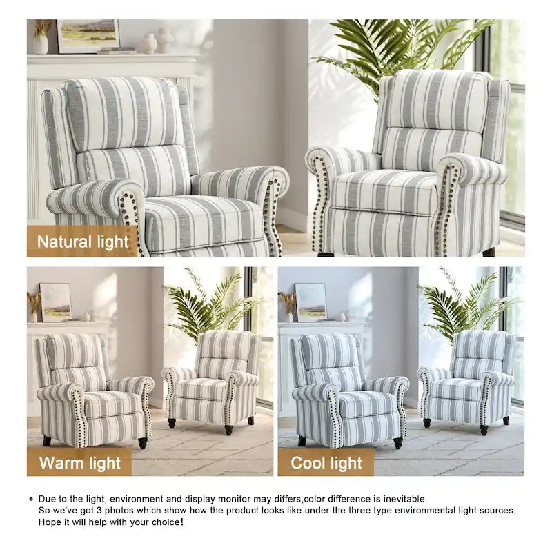 Fauteuil inclinable à dossier rembourré clouté, lot de 2