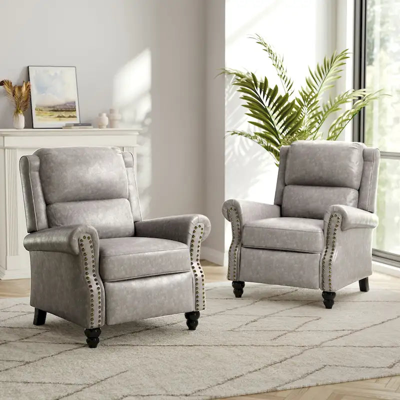 Fauteuil inclinable à dossier rembourré clouté, lot de 2