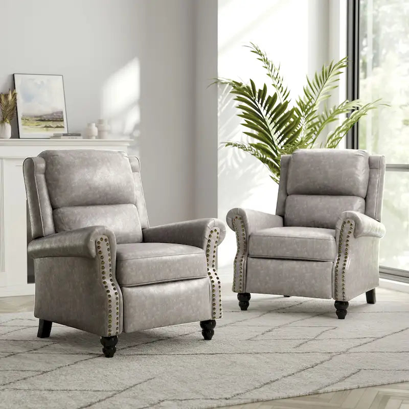 Fauteuil inclinable à dossier rembourré clouté, lot de 2