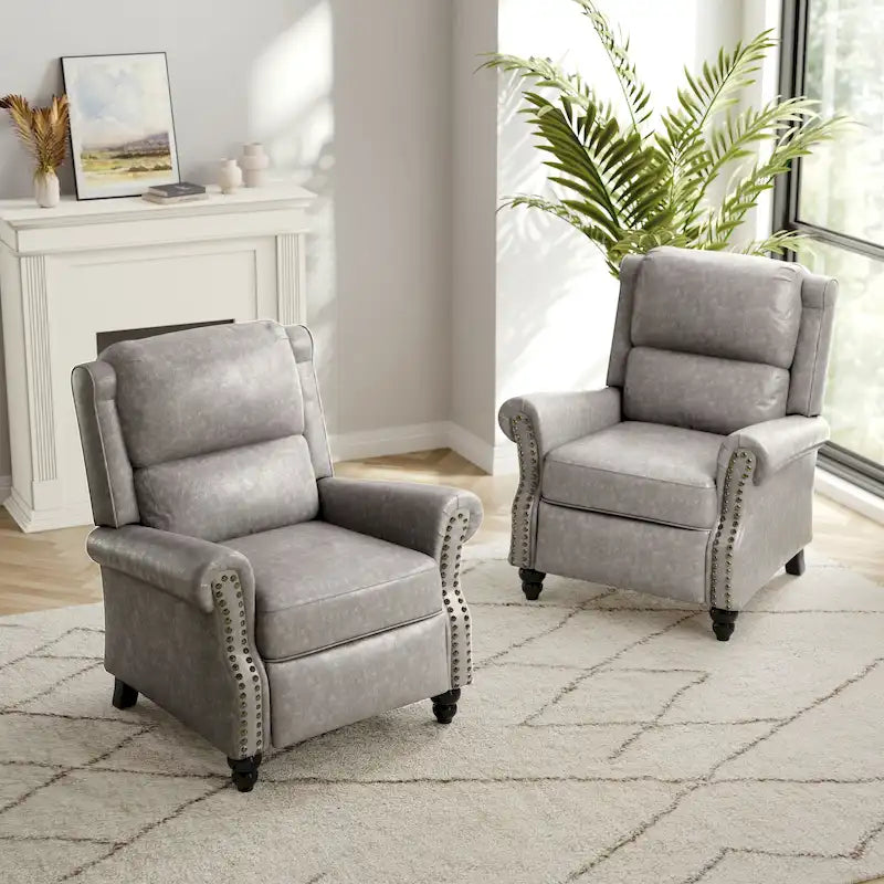 Fauteuil inclinable à dossier rembourré clouté, lot de 2