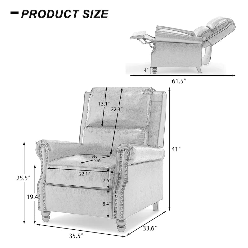 Fauteuil inclinable à dossier rembourré clouté, lot de 2