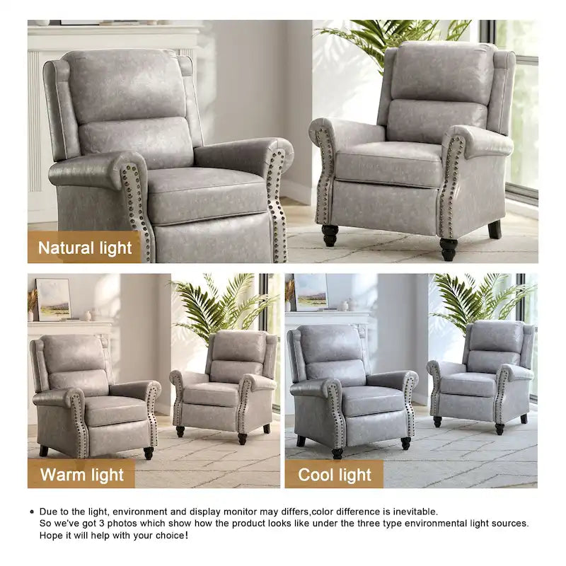 Fauteuil inclinable à dossier rembourré clouté, lot de 2