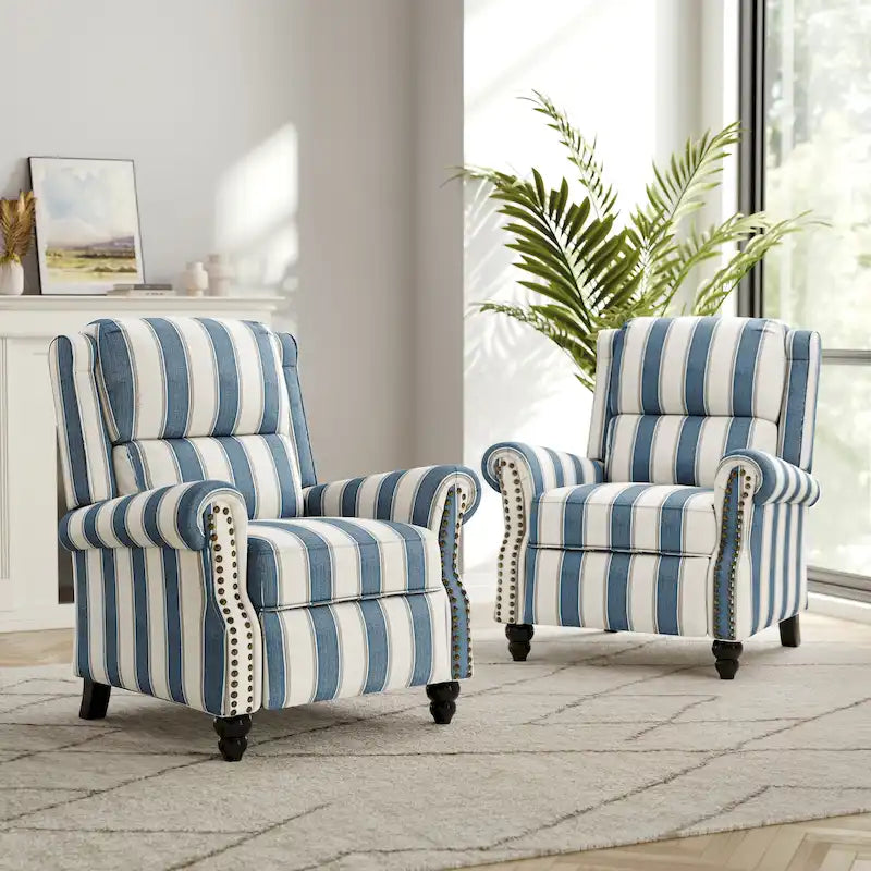 Fauteuil inclinable à dossier rembourré clouté, lot de 2