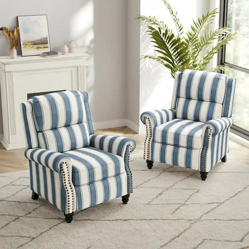 Fauteuil inclinable à dossier rembourré clouté, lot de 2