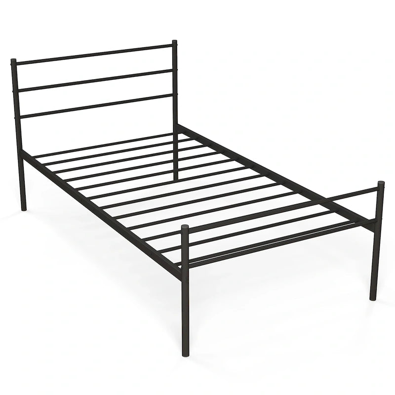 Cadre de lit simple en métal avec sommier intégré, aucun sommier tapissier requis