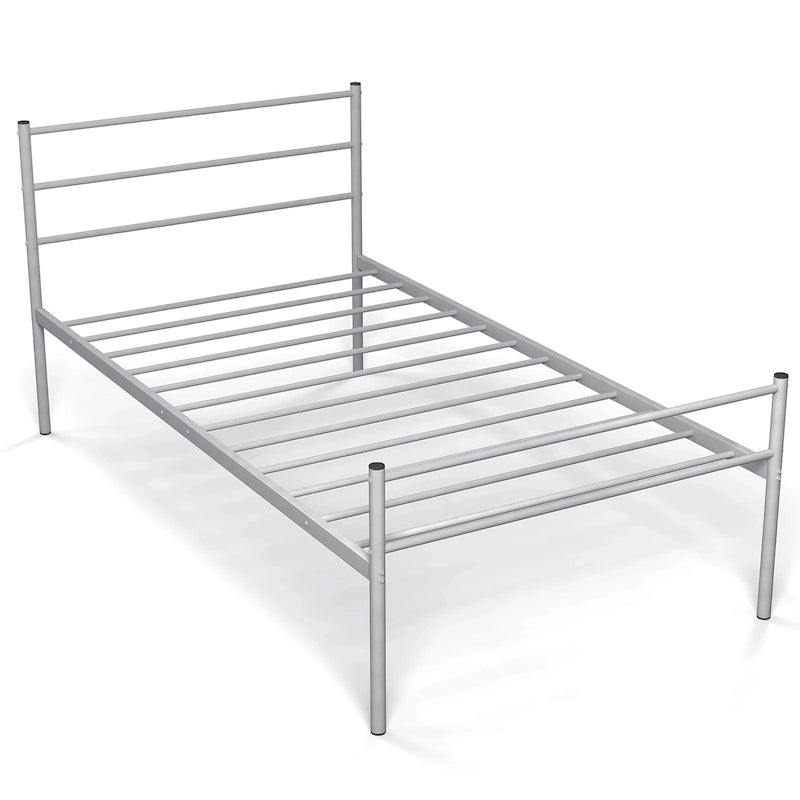 Cadre de lit simple en métal avec sommier intégré, aucun sommier tapissier requis