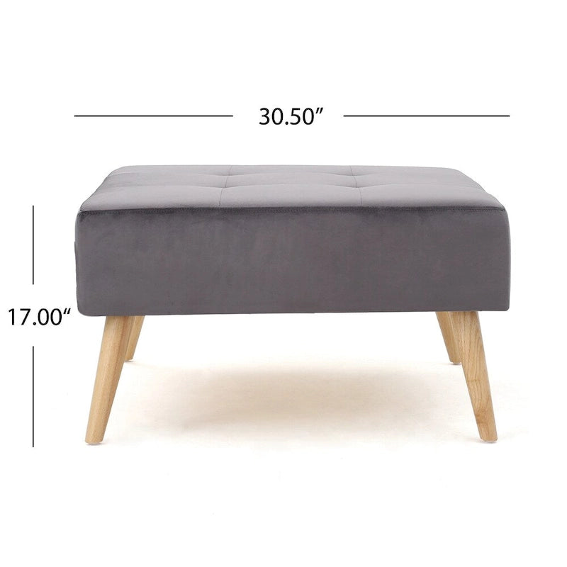 Pouffe en velours du milieu du siècle