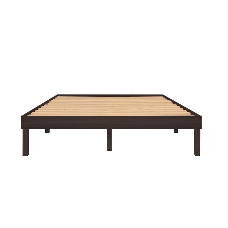 Cadre de lit plateforme en bois de pin massif de 14 pouces, sans grincement, avec lattes en bois, pas besoin de sommier.