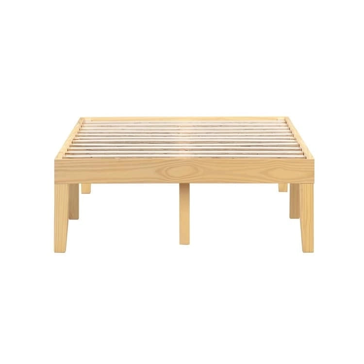 Cadre de lit plateforme en bois de pin massif de 14 pouces, sans grincement, avec lattes en bois, pas besoin de sommier.