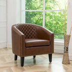 Fauteuil club en similicuir capitonné, avec clous décoratifs