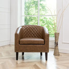 Fauteuil club en similicuir capitonné, avec clous décoratifs