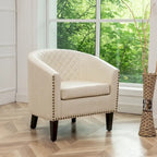 Fauteuil club en similicuir capitonné, avec clous décoratifs