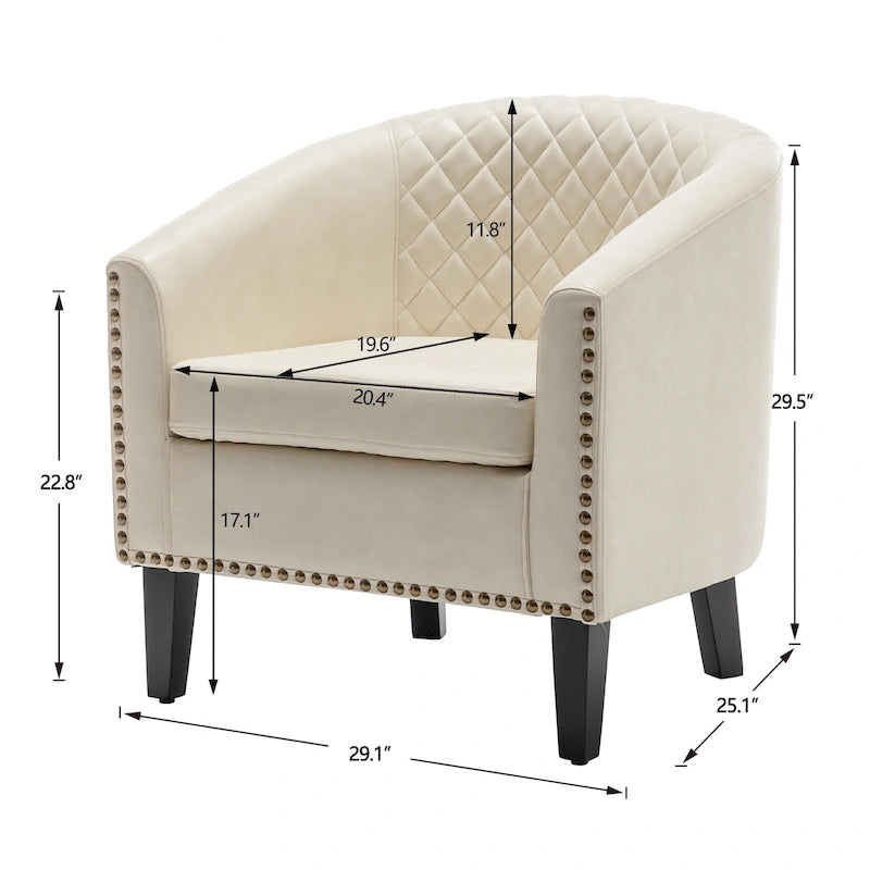 Fauteuil club en similicuir capitonné, avec clous décoratifs