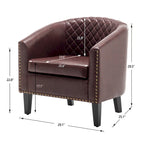 Fauteuil club en similicuir capitonné, avec clous décoratifs