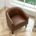 Fauteuil club en similicuir capitonné, avec clous décoratifs