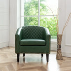 Fauteuil club en similicuir capitonné, avec clous décoratifs