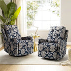 Fauteuil inclinable pivotant manuel floral avec dossier capitonné, lot de 2