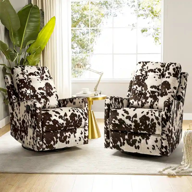 Fauteuil inclinable pivotant manuel floral avec dossier capitonné, lot de 2