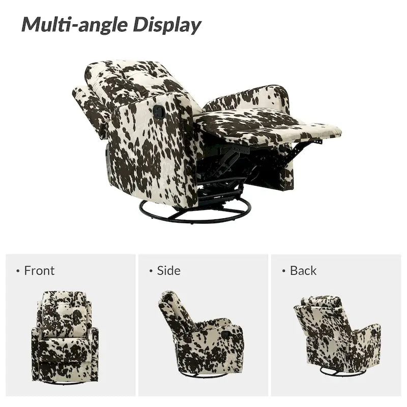 Fauteuil inclinable pivotant manuel floral avec dossier capitonné, lot de 2