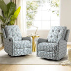 Fauteuil inclinable pivotant manuel floral avec dossier capitonné, lot de 2