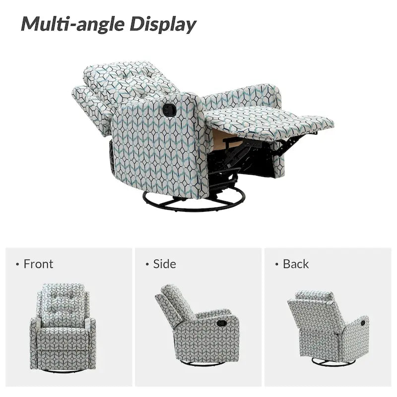 Fauteuil inclinable pivotant manuel floral avec dossier capitonné, lot de 2
