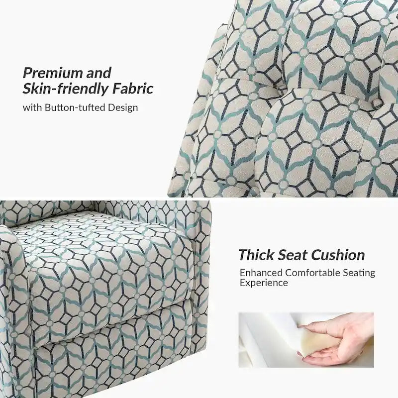 Fauteuil inclinable pivotant manuel floral avec dossier capitonné, lot de 2