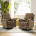 Fauteuil inclinable pivotant manuel floral avec dossier capitonné, lot de 2